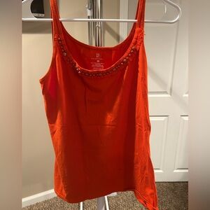 Orange tank top with beaded accents